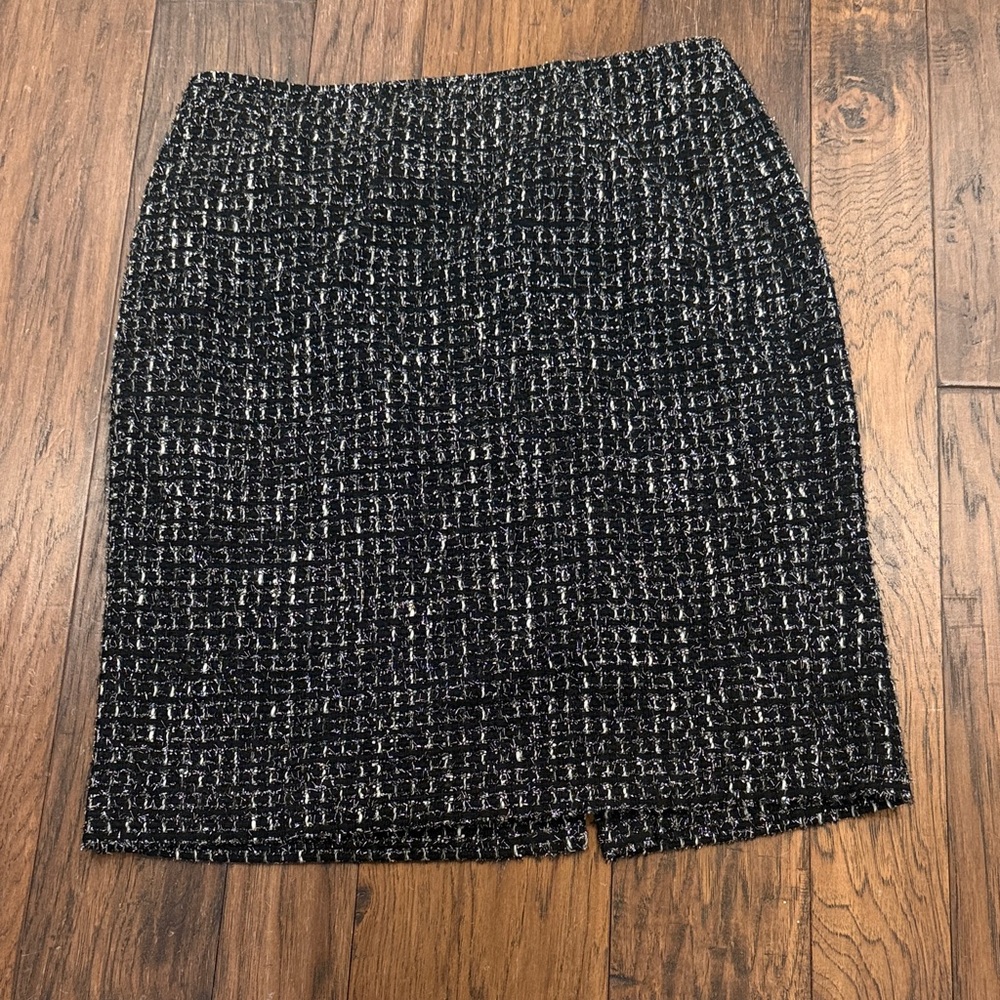 Jones New York Black and White Textured Pencil Skirt